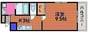 ノーブルハイム岡山 1Kの間取り