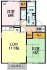 パークサイド 2LDKの間取り