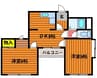 シャインブライト桑田 2DKの間取り