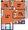 ピレニーズ奥田 3LDKの間取り