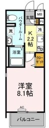 フォレスタ岡山医大南 1Kの間取り