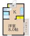 カーサ岡町 1Kの間取り