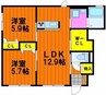 フローラ　Ａ棟 2LDKの間取り