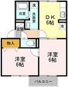 ウィルモア辰巳 2DKの間取り