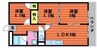 カウル十日市 2LDKの間取り
