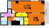 上杉第８ビル西古松 1LDKの間取り