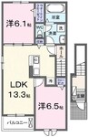 ハーレー　岡山Ⅱ 2LDKの間取り