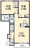 プロヌーブ中仙道 2LDKの間取り