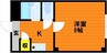 シャンテ後楽園 1Kの間取り