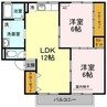 コーポマスカットⅡ 2LDKの間取り
