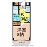 ルミウス喜多川Ⅱ 1Kの間取り