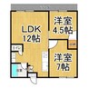パンデュール弁財天 2LDKの間取り