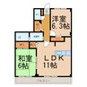 フィネス陣屋西 2LDKの間取り