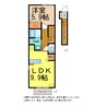 パステーク古川Ａ・Ｂ 1LDKの間取り