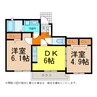 ヴィラ・ガーデンヒルＡ 2DKの間取り