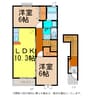ブルーマーリンＡ/Ｂ棟 2LDKの間取り