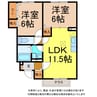 グランソレーユ 2LDKの間取り
