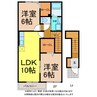アンジュフラン 2LDKの間取り