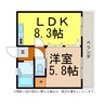 アクアヒルズ西条 1LDKの間取り