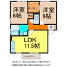 リヴェール桑村 2LDKの間取り