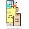 コンフォート洲之内 1LDKの間取り