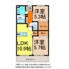 サニーレジデンス(大町) 2LDKの間取り