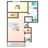キャトルセゾン 1LDKの間取り