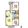 フラワーメゾンＡ・Ｂ 2LDKの間取り