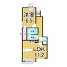アモーレ周布Ⅲ 1LDKの間取り