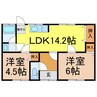 福武甲464-4借家 2LDKの間取り