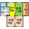 リバティー三津屋A棟 3DKの間取り