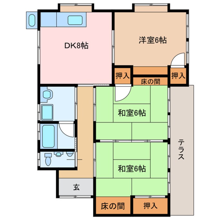 間取図 庄内町3-8-5貸家