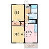広瀬ガーデンハイツ 2DKの間取り