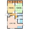 坂井町三丁目16番35号貸家 2LDKの間取り