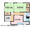 政枝町1-3-45貸家 2DKの間取り