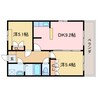 イーストリバーⅢ 2DKの間取り