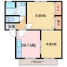 セジュール北内 2DKの間取り