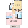 ウィステリア・フィールドB棟 1LDKの間取り