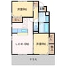 デミコリーヌ 2LDKの間取り