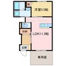 ディアベルジュ輝 1LDKの間取り