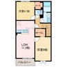 セリーヌ 2LDKの間取り