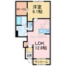メゾンリヴィエールN 1LDKの間取り