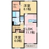 ソーレ　Ⅵ　B 2LDKの間取り