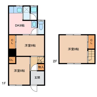 間取図 予讃線・内子線/新居浜駅 車移動　4分2.9km 1-2階 築85年