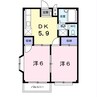 エルディム岡田 2DKの間取り