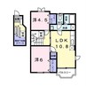 バーデンハイムⅢ 2LDKの間取り