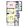 サザンヒル 1LDKの間取り
