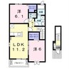 レジデンスオオギⅠ 2LDKの間取り