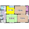 野口アパート（大野原中央） 3Kの間取り