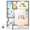 高尾崎 NEW TOWN　La・Ｔｅｒｒｅ 1LDKの間取り